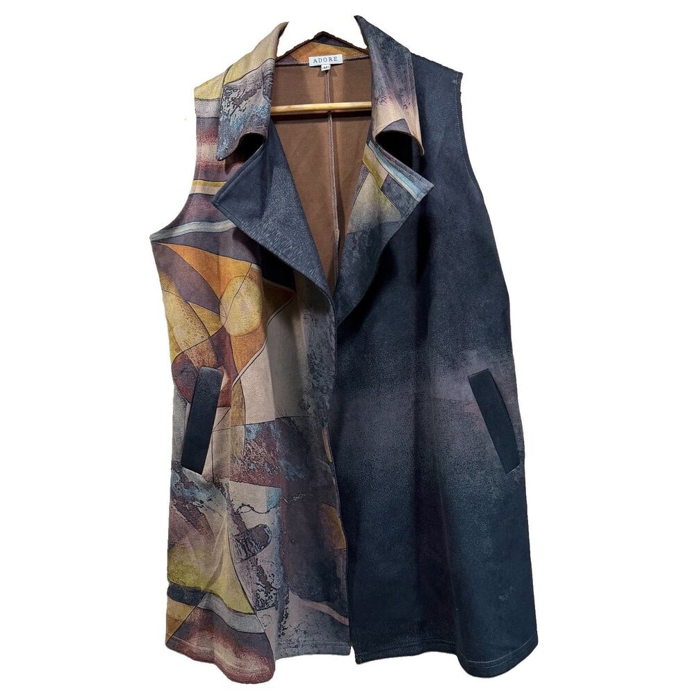 Adore Women's Size M Open Front Knit Long Drape Cardigan Duster Sweater Vest